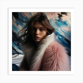 Pink Fur Coat Art Print