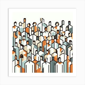 Crowd Of People Abstract Geometric 1 Art Print