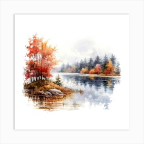 Autumn Trees By The Lake Art Print