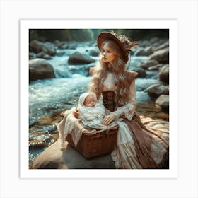 Victorian Woman With Baby Art Print