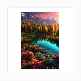 Sunset In The Mountains 15 Art Print