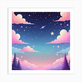 Sky With Twinkling Stars In Pastel Colors Square Composition 171 Art Print