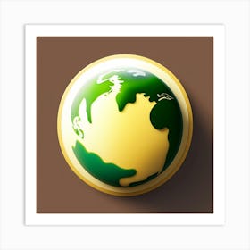 Earth Globe On Brown Background Art Print