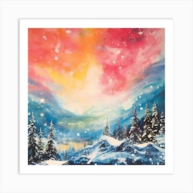 Whimsical Winter Watercolour Waltz Art Print