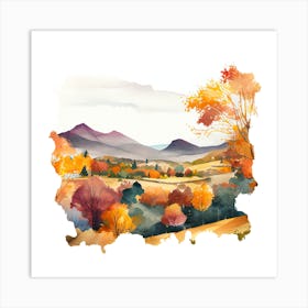 Watercolor Autumn Landscape 64 Art Print