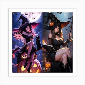 Halloween Witches Art Print