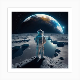 Space Astronaut Universe Moon Earth Art Print