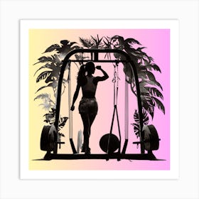 Silhouette Of A Woman In A Gym 2 Art Print