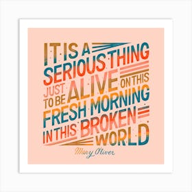 Mary Oliver Serious Square Art Print