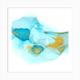 Abstract - Blue And Gold Art Print