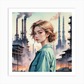 Girl In A Factory Art Print