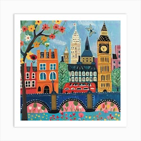 Kids Travel Illustration London 3 Art Print