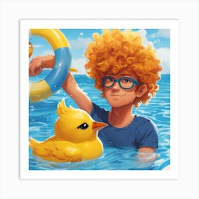 Boy And A Duck Art Print