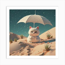 Cat In The Sand Art Print