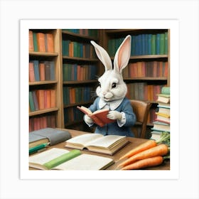 Rabbit Reading Book 2 Art Print