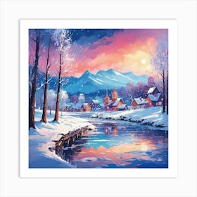 Warm Winter Village Art Print