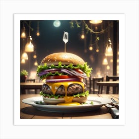 Hamburger In A Restaurant 14 Art Print