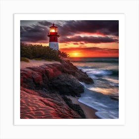 Sunset At The Lighthouse 3 Art Print