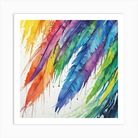 Rainbow Feathers Art Print