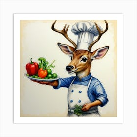 Chef Deer 32 Art Print