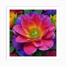 Rainbow Peony Art Print