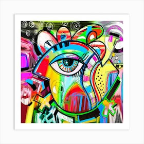 Doodle Bird Digital Painting Poster Print - Abstract Composition Art Print