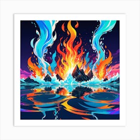 Fire In The Water Art Print