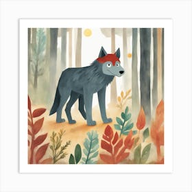 Wolf In The Woods Art Print