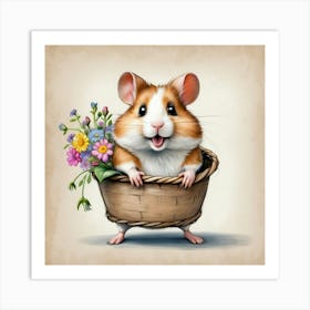 Hamster In Basket Art Print