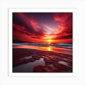 Sunset On The Beach 1085 Art Print