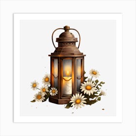 Lantern With Daisies Art Print