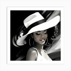 Black Woman In White Hat Art Print