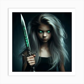 Girl With A Sword 3 Art Print