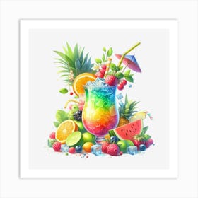 Tropical Fruit Cocktail Art Print