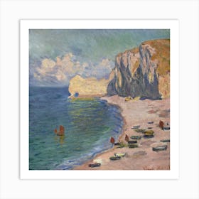 Étretat, The Beach And The Falaise D’Amont, Claude Monet Art Print