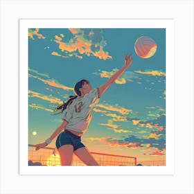 Volleyball Girl, Anime Girl, Person, Person Art Print