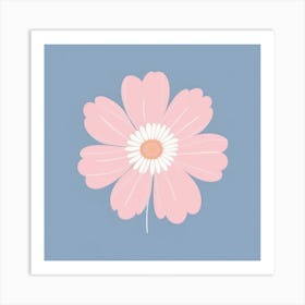 A White And Pink Flower In Minimalist Style Square Composition 225 Art Print