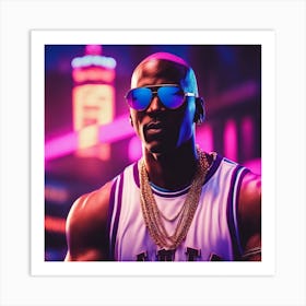 Michael Jordan Wearing Sunglasses And Jersey With Gold Necklaces Art Print