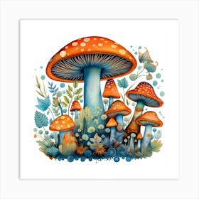 Mushrooms In The Forest 2 Art Print