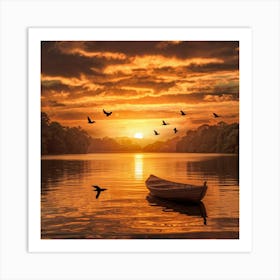 Sunset On The Lake 1 Art Print