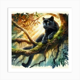 Black Panther In The Forest Art Print