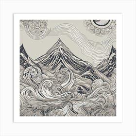 Mountains And Waves Art Print