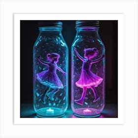 Two Girls In A Bottle Art Print