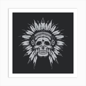 Skull Indian Headdress Art Print