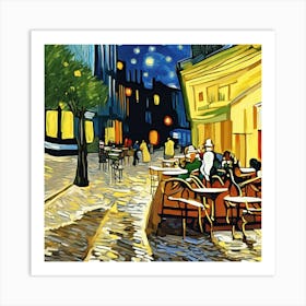 Starry Night Cafe 4 Art Print