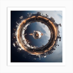 The Whole Earth Has Been Transformed Into A Metalica Space Station, Show The Earth View From The Moon As If You Are Watching Earth From The Moon And Taking Photography (6) Art Print