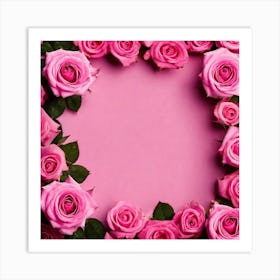 Pink Roses On Pink Background 2 Art Print