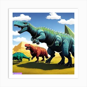 Dinosaurs In The Desert Art Print