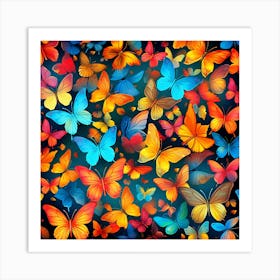 Colorful Butterflies Background Art Print