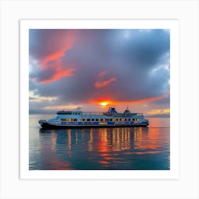 Sunset On A Ferry 26 Art Print